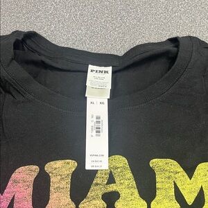 Victoria's Secret Black Tee with Pink and Yellow Gradient Price firm